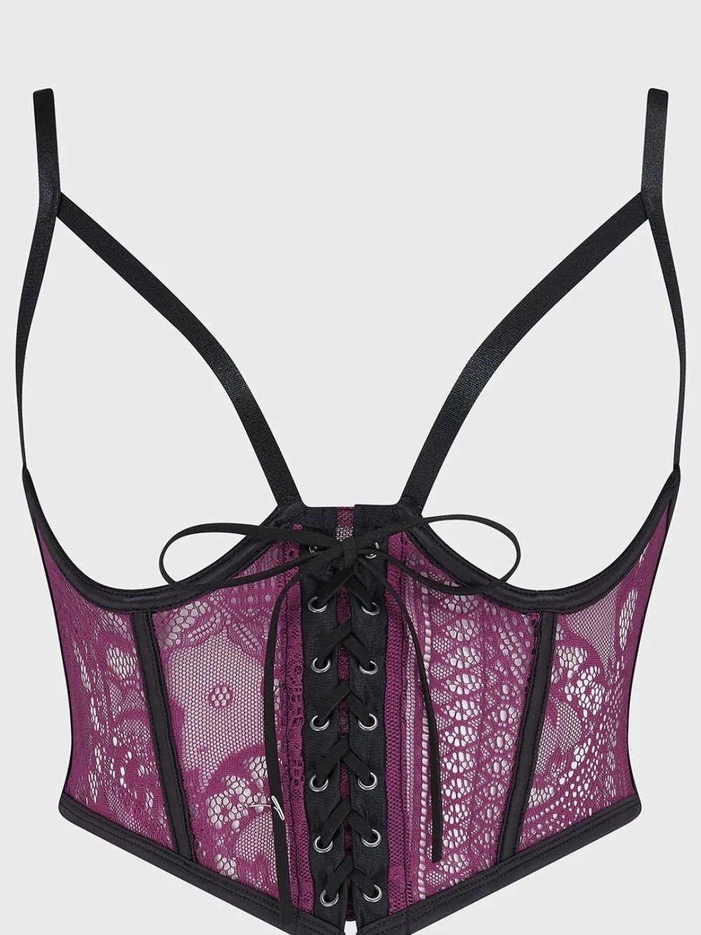 Killstar Plum Lace Underbust Corset Bralette with Black Trim